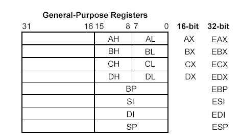 Intel general purpose registers  