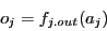 \begin{displaymath}
o_{j} = f_{j.out}(a_{j})
\end{displaymath}