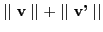 $\displaystyle \mid\mid\textbf{v}\mid\mid + \mid\mid\textbf{v'}\mid\mid$