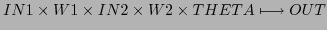 $\displaystyle IN1 \times W1 \times IN2 \times W2 \times THETA \longmapsto OUT$