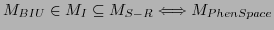 $\displaystyle M_{BIU} \in M_{I} \subseteq M_{S-R}\Longleftrightarrow M_{PhenSpace}$