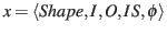 $\displaystyle x=\langle Shape,I,O,IS,\phi\rangle$