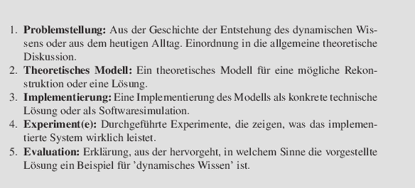 \begin{svgraybox}
\begin{enumerate}
\item \textbf{Problemstellung:} Aus der Ges...
...Lsung ein Beispiel fr 'dynamisches Wissen' ist.
\end{enumerate}\end{svgraybox}