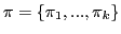 $ \pi = \{ \pi_{1}, ..., \pi_{k} \}$