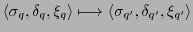 $ \langle \sigma_{q}, \delta_{q}, \xi_{q} \rangle \longmapsto
\langle \sigma_{q'}, \delta_{q'}, \xi_{q'} \rangle$