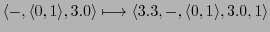 $ \langle -,\langle 0,1\rangle,3.0\rangle \longmapsto \langle 3.3,-,\langle 0,1\rangle,3.0, 1\rangle$