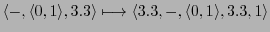 $ \langle -,\langle 0,1\rangle,3.3\rangle \longmapsto \langle 3.3,-,\langle 0,1\rangle,3.3, 1\rangle$