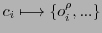 $\displaystyle c_{i} \longmapsto \{o^{\rho}_{i}, ...\}$