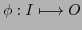 $ \phi: I \longmapsto O$