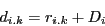 \begin{displaymath}d_{i.k} = r_{i.k} + D_{i} \end{displaymath}