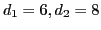 $d_{1} = 6, d_{2}=8$