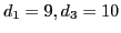 $d_{1} = 9, d_{3}=10$