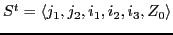 $S^{t}=\langle j_{1}, j_{2},i_{1}, i_{2}, i_{3}, Z_{0}\rangle$