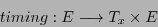 \begin{displaymath}timing: E \longrightarrow T_{x} \times E\end{displaymath}