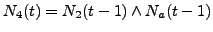 $\displaystyle N_{4}(t) = N_{2}(t-1) \wedge N_{a}(t-1)$