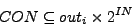 \begin{displaymath}CON \subseteq out_{i} \times 2^{IN}\end{displaymath}