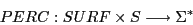 \begin{displaymath}PERC : SURF \times S \longrightarrow \Sigma^{*} \end{displaymath}