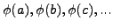 $\phi(a), \phi(b), \phi(c), ...$