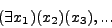 \begin{displaymath}(\exists x_{1})(x_{2})(x_{3}),... \end{displaymath}