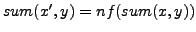 $sum(x',y) = nf(sum(x,y))$